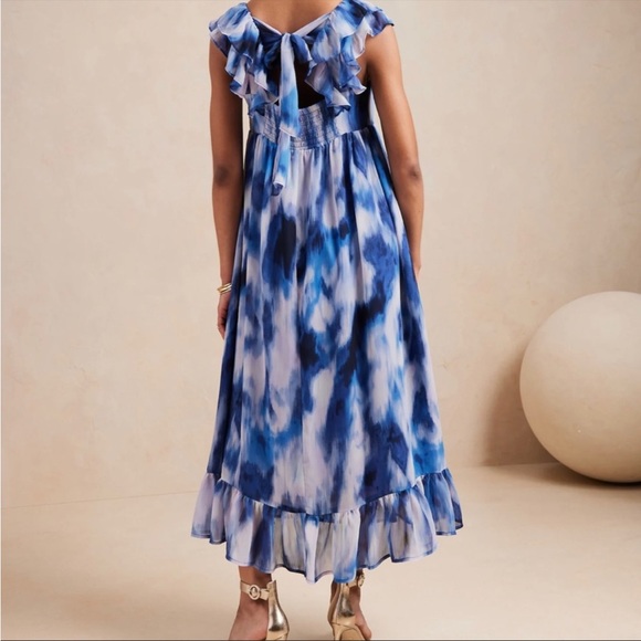 NWT Banana Republic Deep Water Empire Waist Maxi Dress Sz Medium - Picture 3 of 13